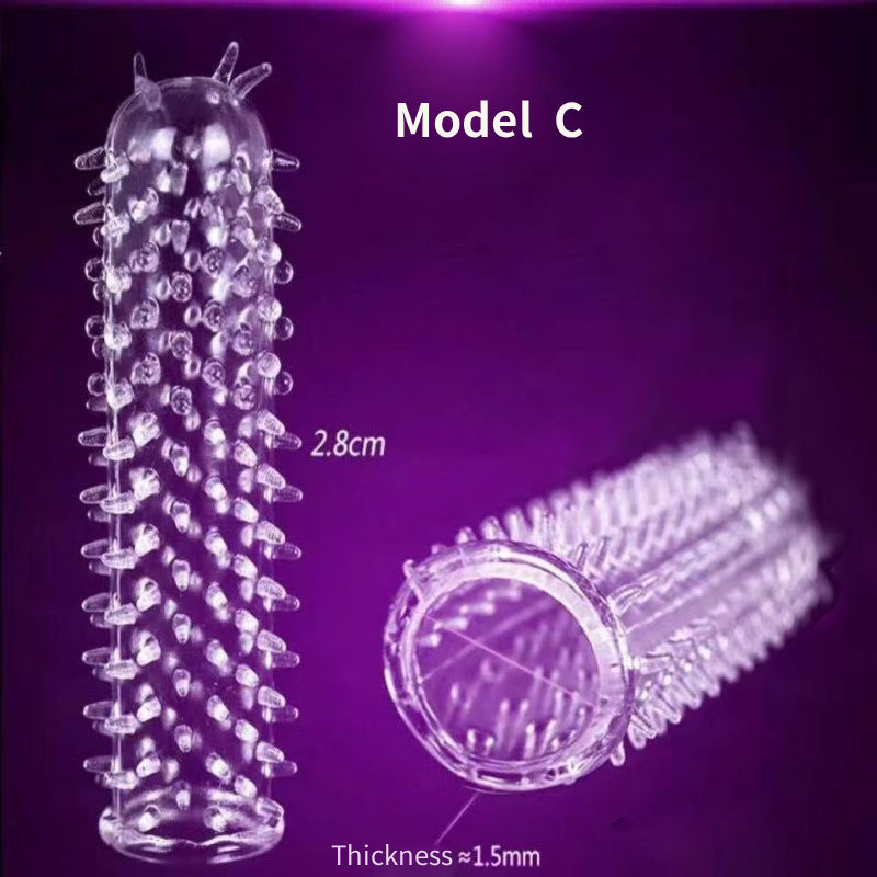 Silicone Multi Shape Spike Teeth Set Clear Crystal Condom Adult Sex Toys Transparent Reusable Condom for Adult Men