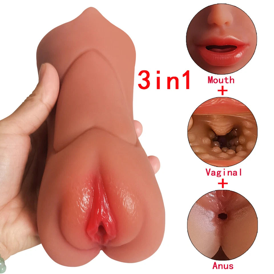 3 in 1 Realistic Oral Vagina Anal Pocket Pussy Male Masturbator Sex Toys for Men