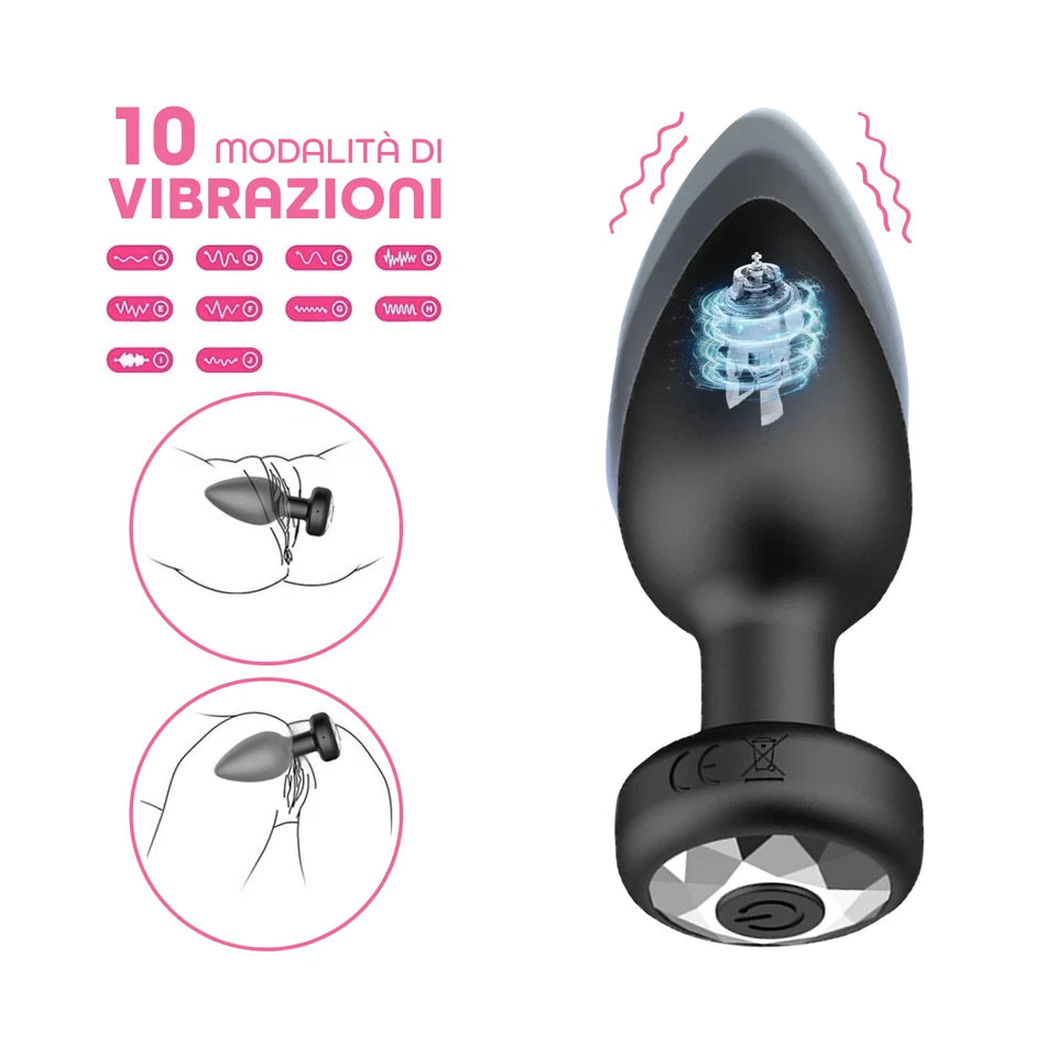 Vibrating Anal Plug with Prostate Stimulator Remote Control 10 Vibration Modes