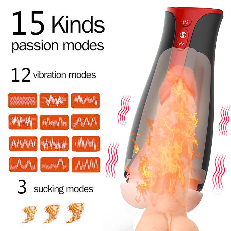Automatic Male Masturbater Heating Sucking Pussy Thrusting Stroker Cup Lubricant